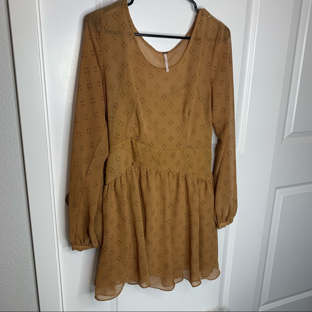 Free People Mustard Yellow Peasant Dress Medium